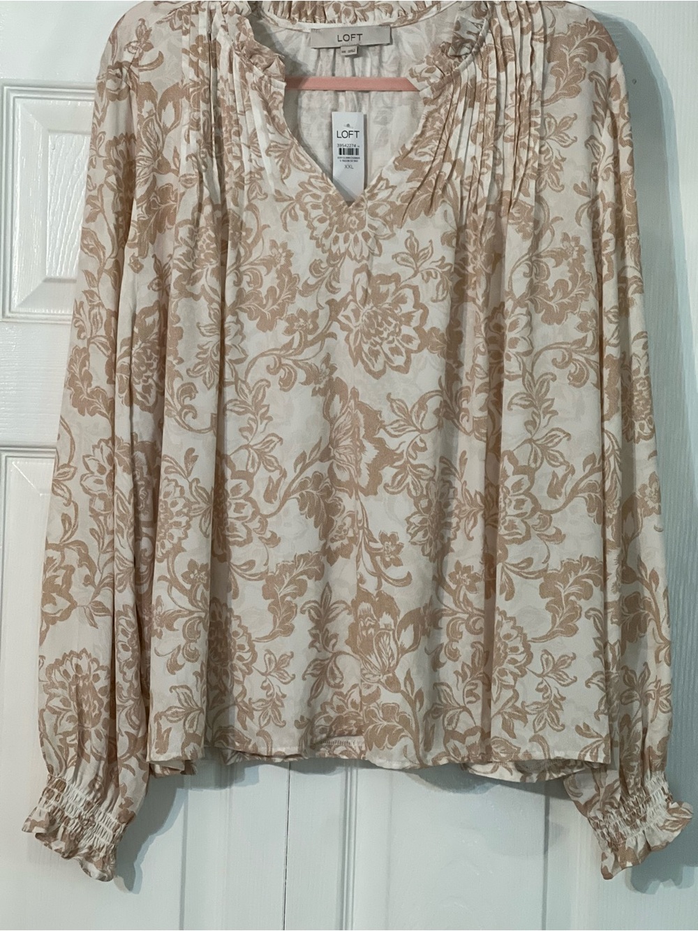 Loft Floral Pin tucked Ruffle Blouse